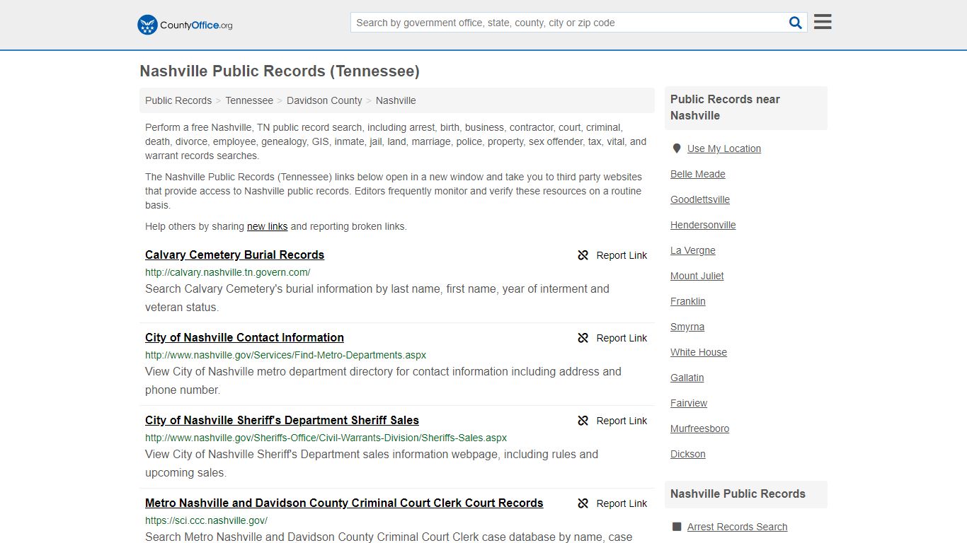 Public Records - Nashville, TN (Business, Criminal, GIS ...